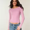Long-Sleeve Slash-Neck Top