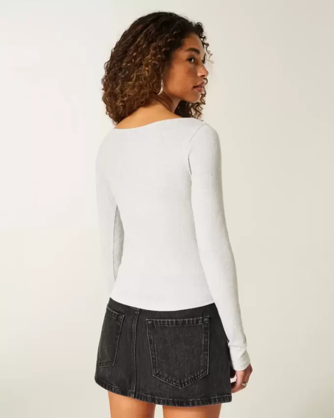 Long-Sleeve Slash-Neck Top Long-Sleeve Slash-Neck Top
