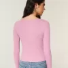 Long-Sleeve Slash-Neck Top