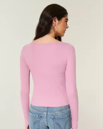 Long-Sleeve Slash-Neck Top