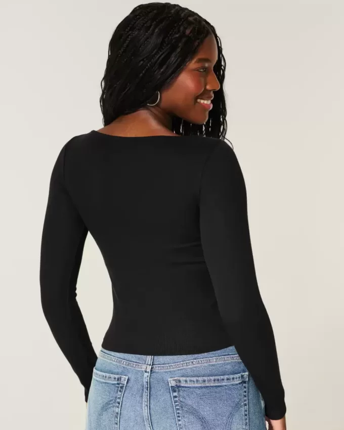 Long-Sleeve Slash-Neck Top Long-Sleeve Slash-Neck Top
