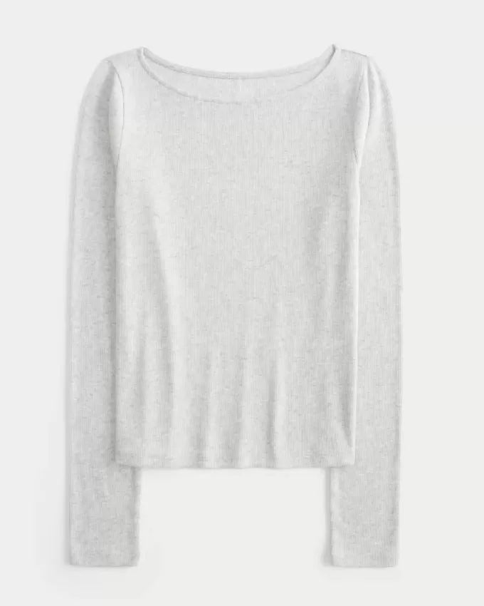 Long-Sleeve Slash-Neck Top Long-Sleeve Slash-Neck Top