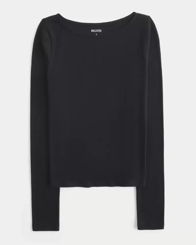 Long-Sleeve Slash-Neck Top Long-Sleeve Slash-Neck Top