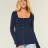 Long-Sleeve Square-Neck Babydoll Sweater