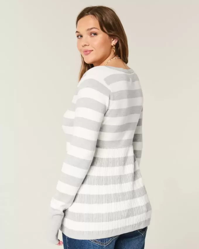 Long-Sleeve Square-Neck Babydoll Sweater Long-Sleeve Square-Neck Babydoll Sweater