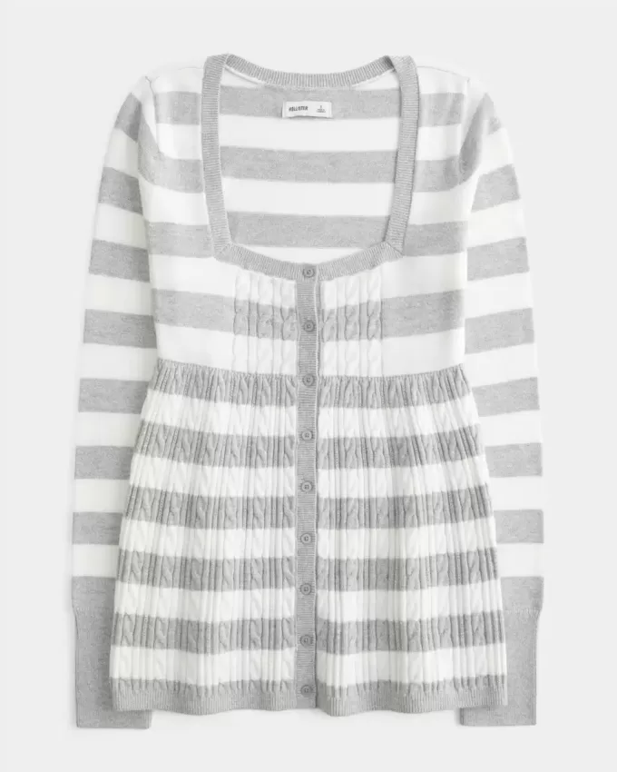 Long-Sleeve Square-Neck Babydoll Sweater Long-Sleeve Square-Neck Babydoll Sweater