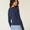 Long-Sleeve Square-Neck Top