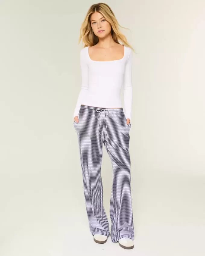 Long-Sleeve Square-Neck Top