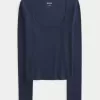 Long-Sleeve Square-Neck Top