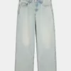 Low-Rise Adjustable Waist Light Wash Baggy Jeans