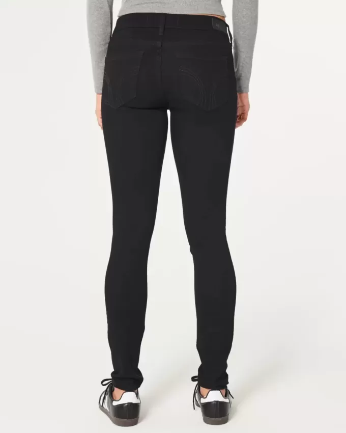 Low-Rise Black Super Skinny Jeans