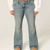Low-Rise Butterfly Embroidery Medium Wash Bootcut Jeans