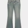 Low-Rise Butterfly Embroidery Medium Wash Bootcut Jeans