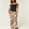 Low-Rise Cow Print Baggy Jeans