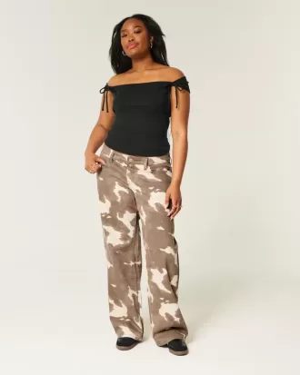 Low-Rise Cow Print Baggy Jeans