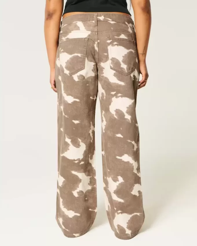 Low-Rise Cow Print Baggy Jeans