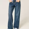 Low-Rise Dark Wash Baggy Jeans