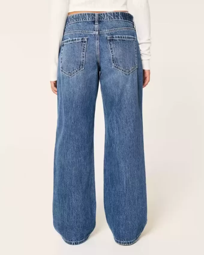 Low-Rise Dark Wash Baggy Jeans