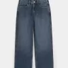 Low-Rise Dark Wash Baggy Jeans