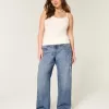 Low-Rise Dark Wash Class of ’26 Embroidered Baggy Jeans