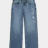 Low-Rise Dark Wash Class of ’26 Embroidered Baggy Jeans