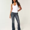 Low-Rise Dark Wash Embroidered Bootcut Jeans