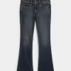 Low-Rise Dark Wash Embroidered Bootcut Jeans