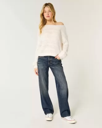 Low-Rise Dark Wash Loose Jeans