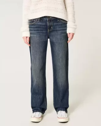 Low-Rise Dark Wash Loose Jeans
