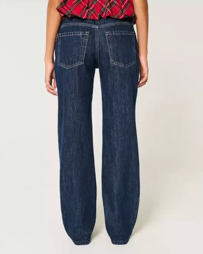 Low-Rise Dark Wash Loose Jeans