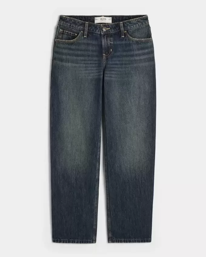 Low-Rise Dark Wash Loose Jeans