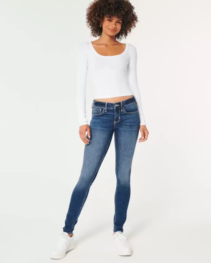Low-Rise Dark Wash Super Skinny Jeans