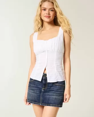 Low-Rise Denim Mini Skort