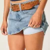 Low-Rise Denim Mini Skort