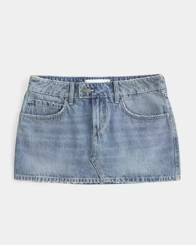Low-Rise Denim Mini Skort