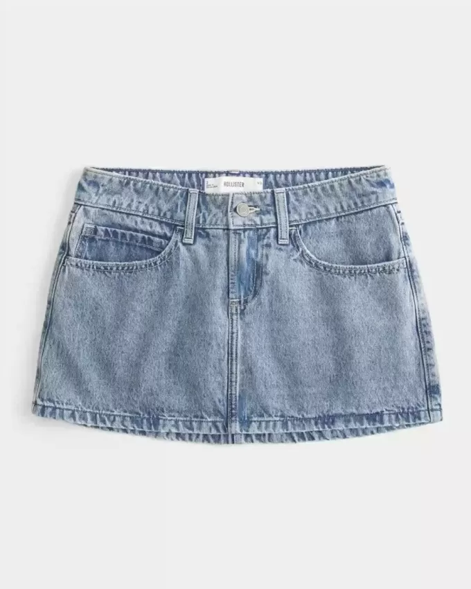 Low-Rise Denim Mini Skort