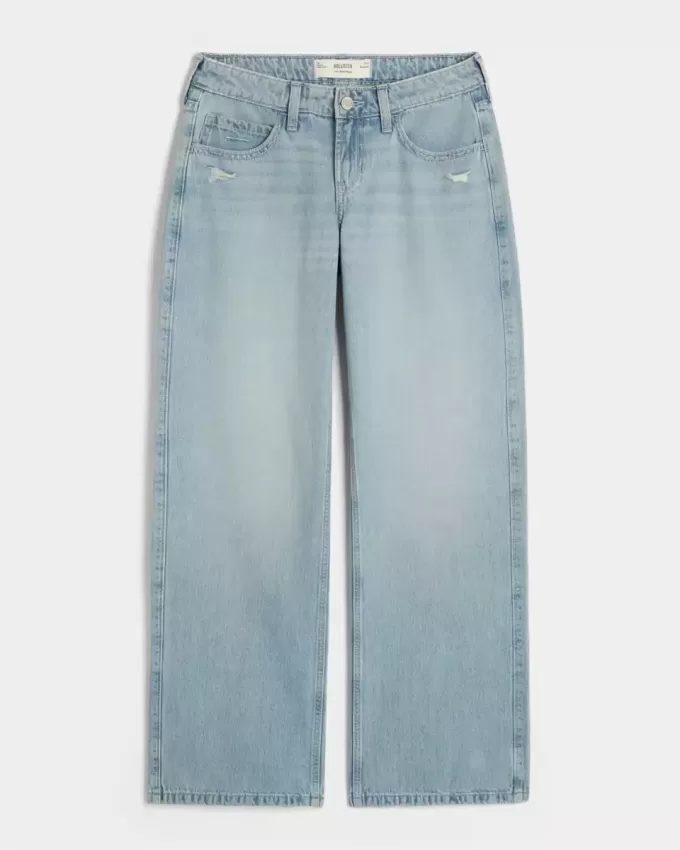 Low-Rise Distressed Baggy Jeans