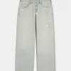 Low-Rise Distressed Light Wash Baggy Jeans