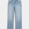 Low-Rise Distressed Medium Wash Relaxed Straight Jeans
