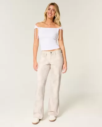 Low-Rise Doe Print Baggy Jeans