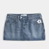 Low-Rise Embroidered Denim Mini Skort