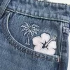 Low-Rise Embroidered Denim Mini Skort