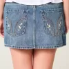 Low-Rise Embroidered Denim Mini Skort