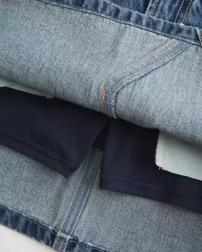 Low-Rise Embroidered Denim Mini Skort