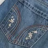 Low-Rise Embroidered Denim Mini Skort