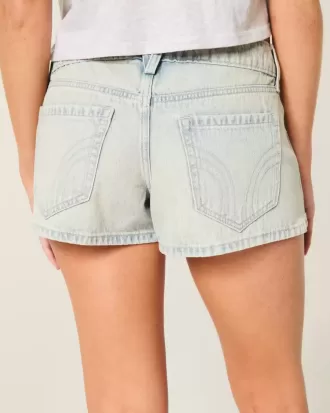 Low-Rise Light Wash Denim Mini Shorts