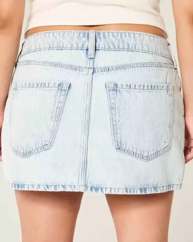 Low-Rise Light Wash Denim Mini Skort
