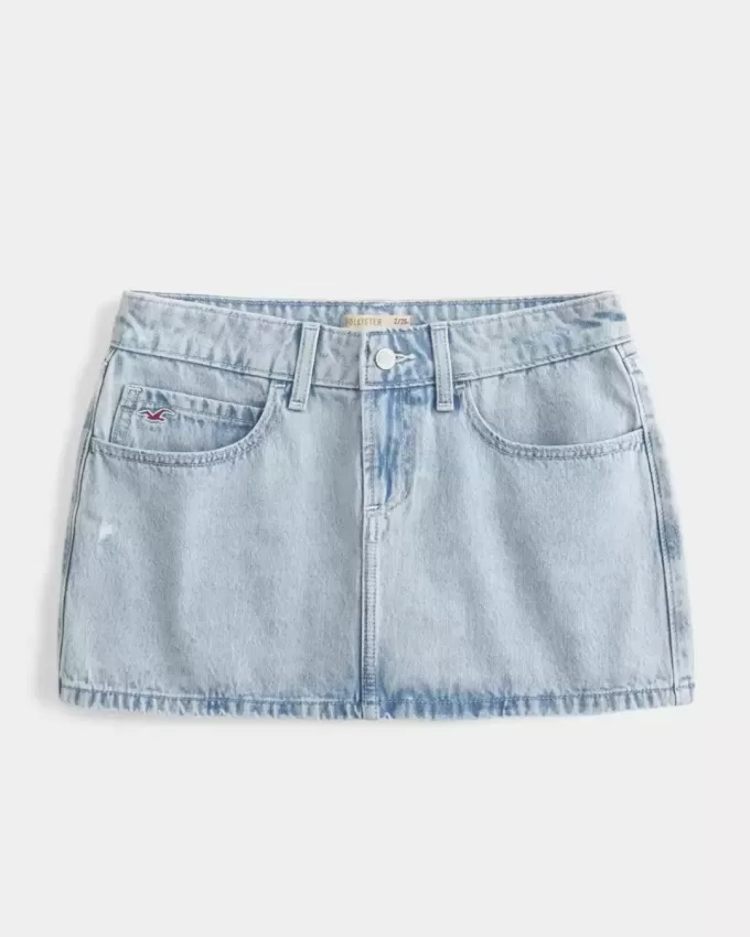 Low-Rise Light Wash Denim Mini Skort Low-Rise Light Wash Denim Mini Skort