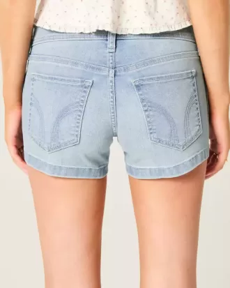 Low-Rise Light Wash Denim Shortie Shorts