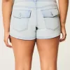 Low-Rise Light Wash Denim Shortie Shorts